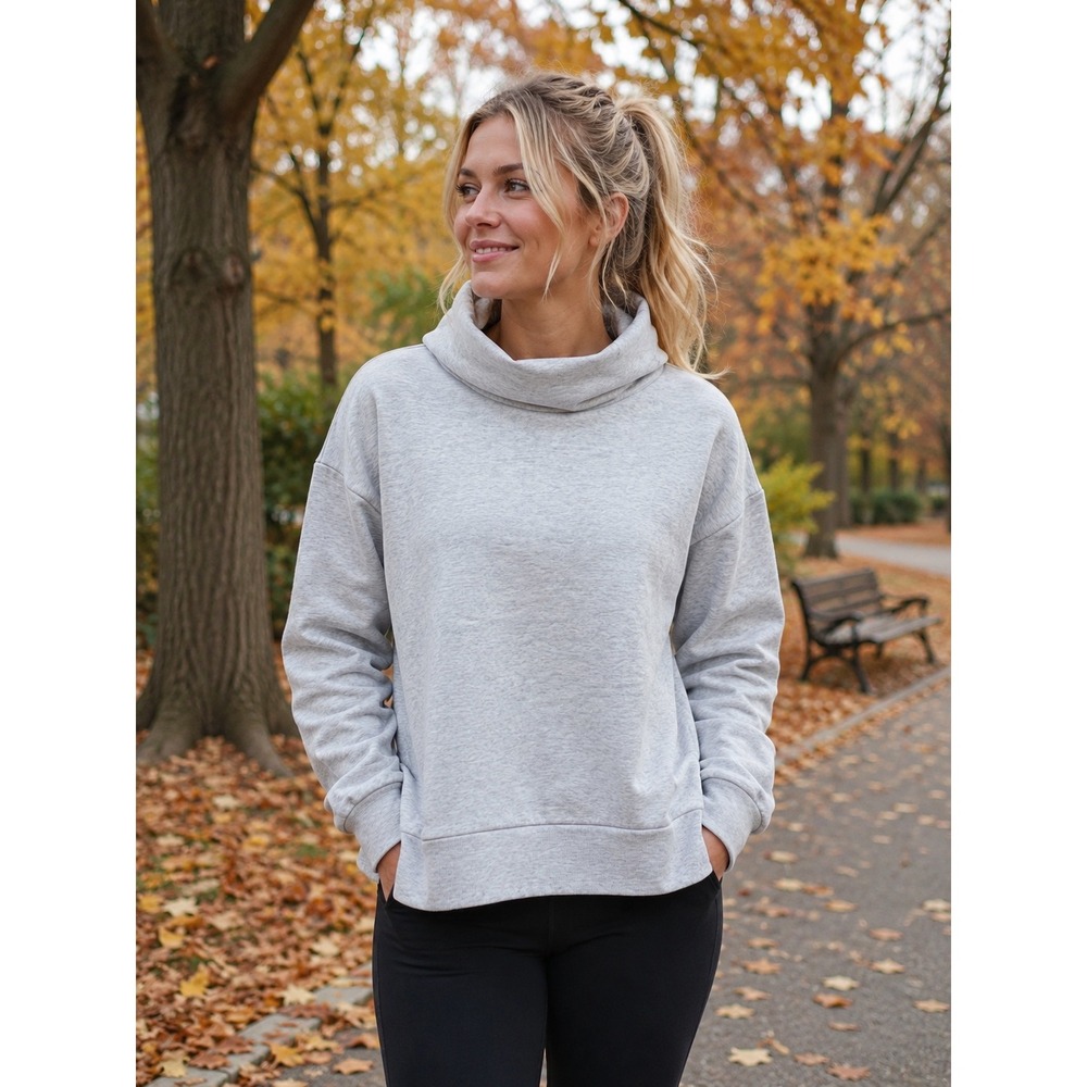 Ocean Drive Womens Cowl Neck Sweatshirt Gray Fleece Pullover B8863TJ L